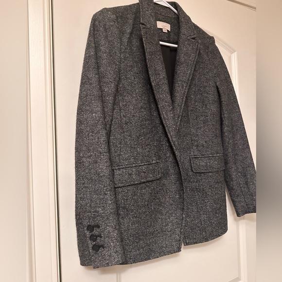 Loft Herringbone Wool Blazer, Gray, Size 2P - Picture 4 of 4